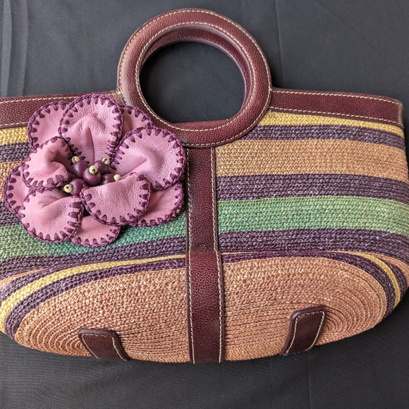Isabella Fiore Handbags - Isabella Fiore leather and multicolor straw purse in as new condition.